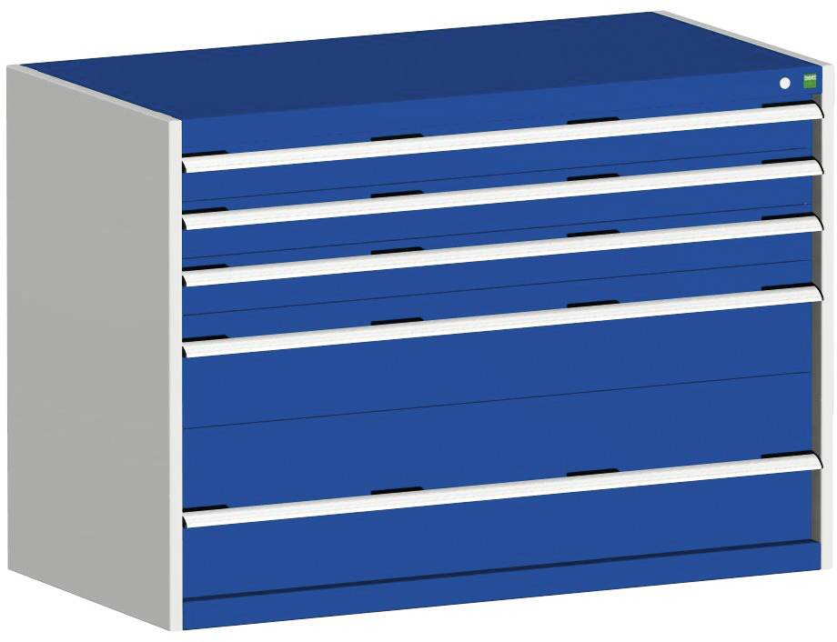 bott Ladekast cubio oppervlak 1300 x 650 mm, 5 lade(n), RAL7035 lichtgrijs/RAL5010 gentiaanblauw