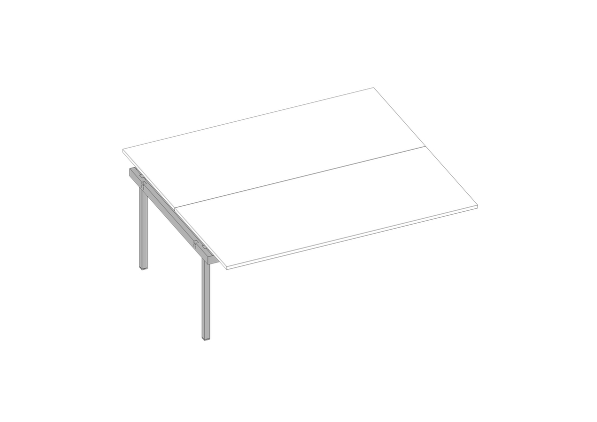 Quadrifoglio In hoogte verstelbare aanbouwtafel Practika voor benchtafel met 4-voetonderstel, breedte x diepte 1800 x 1600 mm, plaat wit