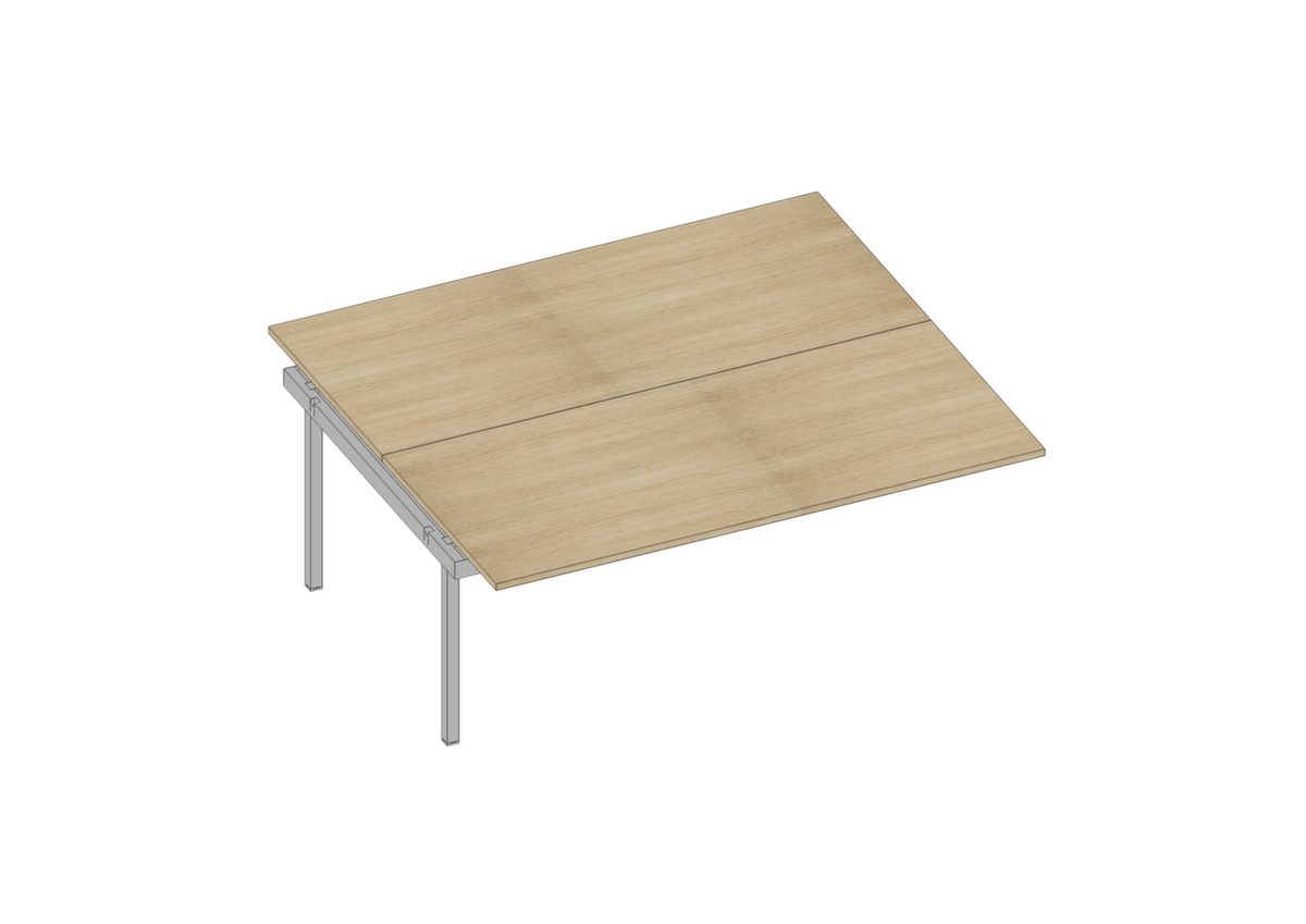 Quadrifoglio In hoogte verstelbare aanbouwtafel Practika voor benchtafel met 4-voetonderstel, breedte x diepte 1800 x 1600 mm, plaat eiken