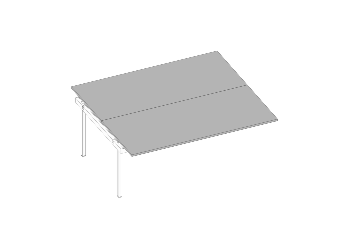 Quadrifoglio In hoogte verstelbare aanbouwtafel Practika voor benchtafel met 4-voetonderstel, breedte x diepte 1800 x 1600 mm, plaat grijs