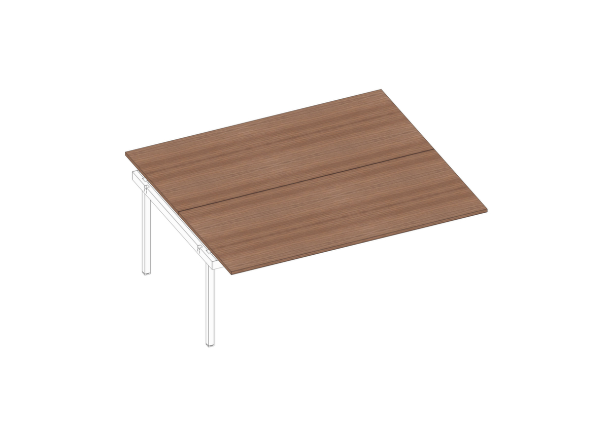 Quadrifoglio In hoogte verstelbare aanbouwtafel Practika voor benchtafel met 4-voetonderstel, breedte x diepte 1800 x 1600 mm, plaat canaletto-hout