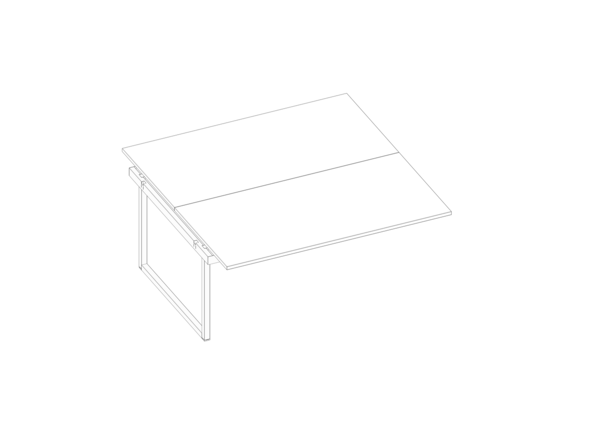 Quadrifoglio Aanbouwtafel Practika voor benchtafel met sledeframe, breedte x diepte 1600 x 1600 mm, plaat wit