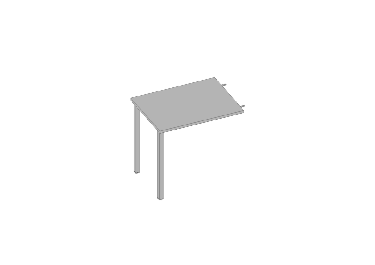 Quadrifoglio In hoogte verstelbare aanbouwtafel Practika voor bureau met 4-voetonderstel, breedte x diepte 800 x 600 mm, plaat grijs