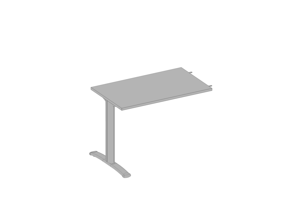 Quadrifoglio Aanbouwtafel Practika voor bureau met C-voetonderstel, breedte x diepte 1000 x 600 mm, plaat grijs