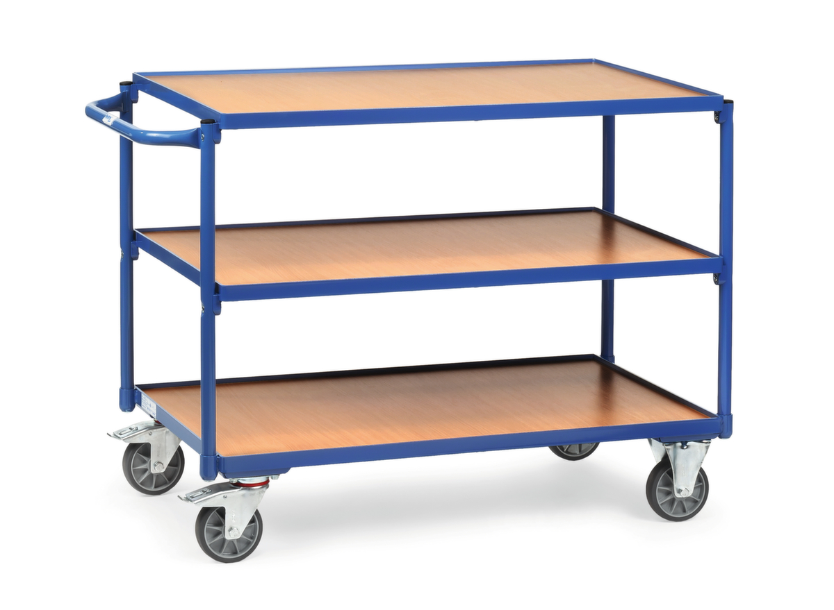 fetra lichte tafelwagen houten bodem met rand 1000x600 mm, draagvermogen 300 kg, 3 etages  ZOOM