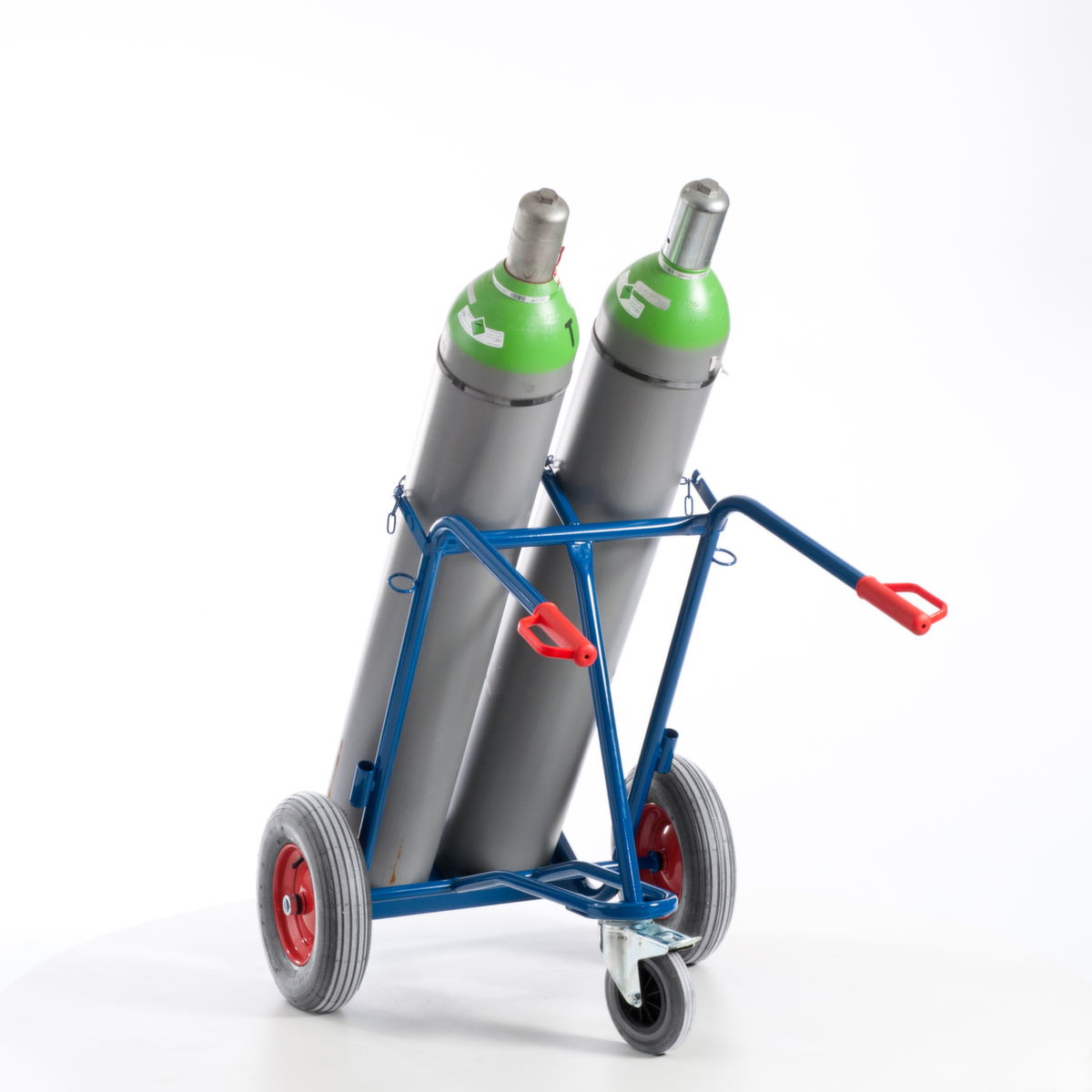 Rollcart Flessenwagen met steunwiel, voor 2x40/50 l fles, lucht-banden  ZOOM