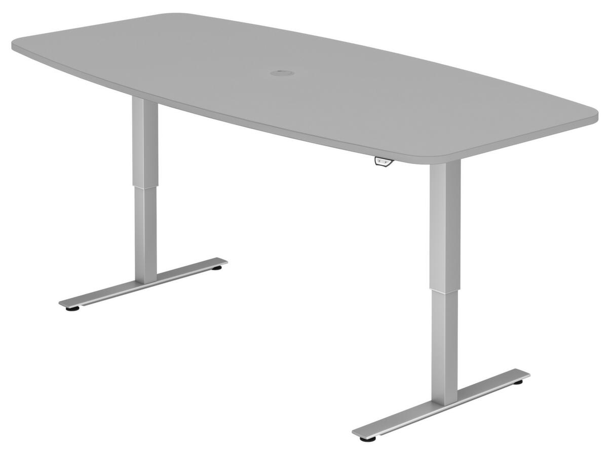 Elektrisch in hoogte verstelbare vergadertafel, breedte x diepte 2200 x 1030 mm, plaat grijs