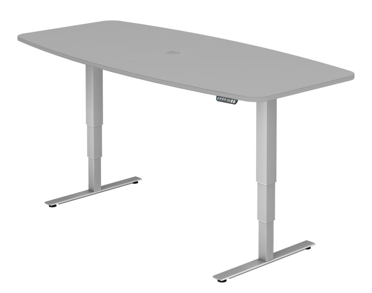 Elektrisch in hoogte verstelbare vergadertafel met geheugenfunctie, breedte x diepte 2200 x 1030 mm, plaat grijs  ZOOM