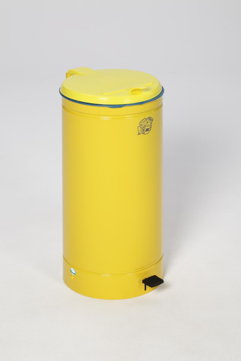 Afvalverzamelaar Euro-Pedal voor zakken van 70 liter, 70 l, RAL1023 verkeersgeel, deksel geel  ZOOM