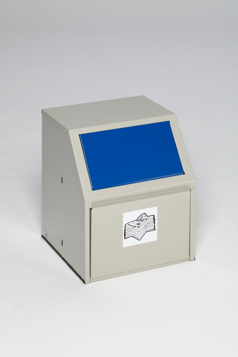 VAR Recycleerbare materiaalcollector met voorflap, 23 l, RAL7032 kiezelgrijs, deksel blauw  ZOOM