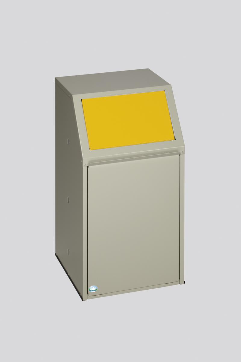 VAR Recycleerbare materiaalcollector met voorflap, 39 l, RAL7032 kiezelgrijs, deksel geel  ZOOM