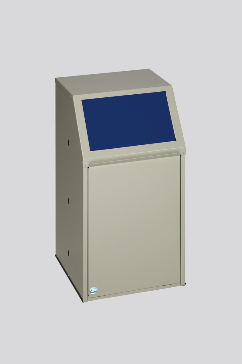 VAR Recycleerbare materiaalcollector met voorflap, 39 l, RAL7032 kiezelgrijs, deksel blauw  ZOOM