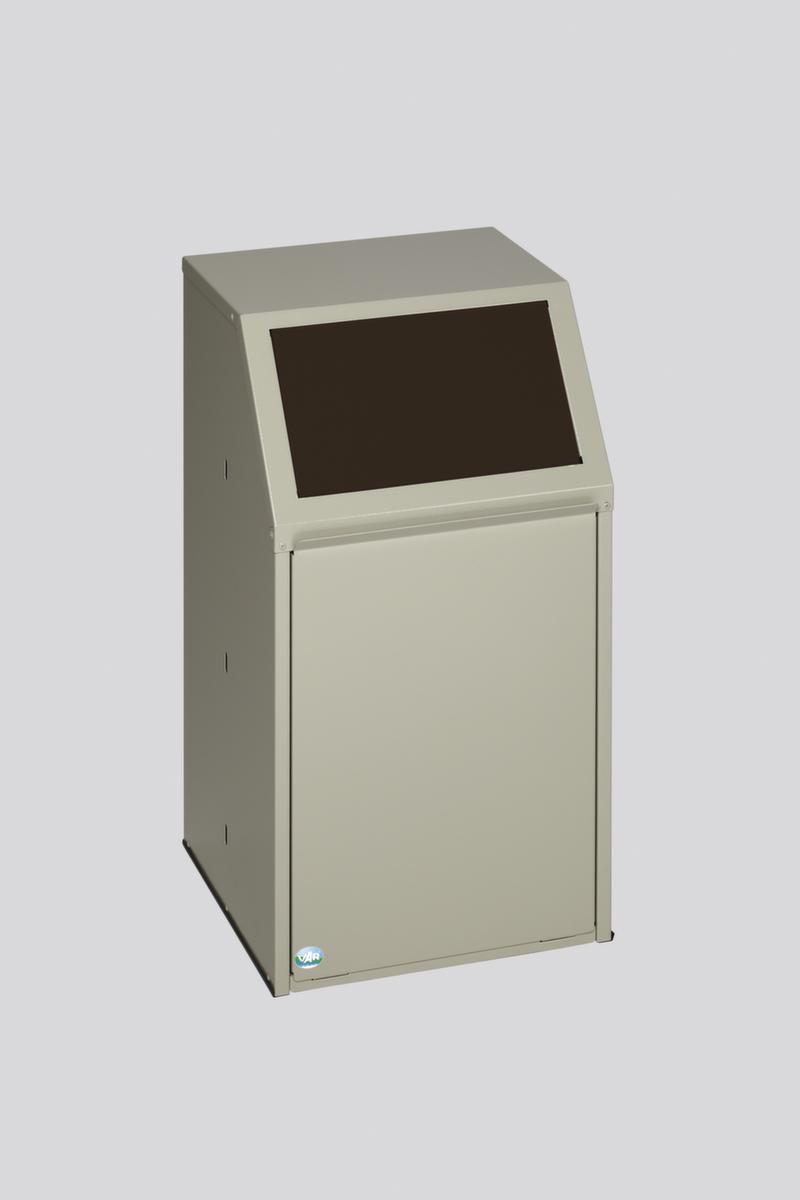 VAR Recycleerbare materiaalcollector met voorflap, 39 l, RAL7032 kiezelgrijs, deksel bruin  ZOOM