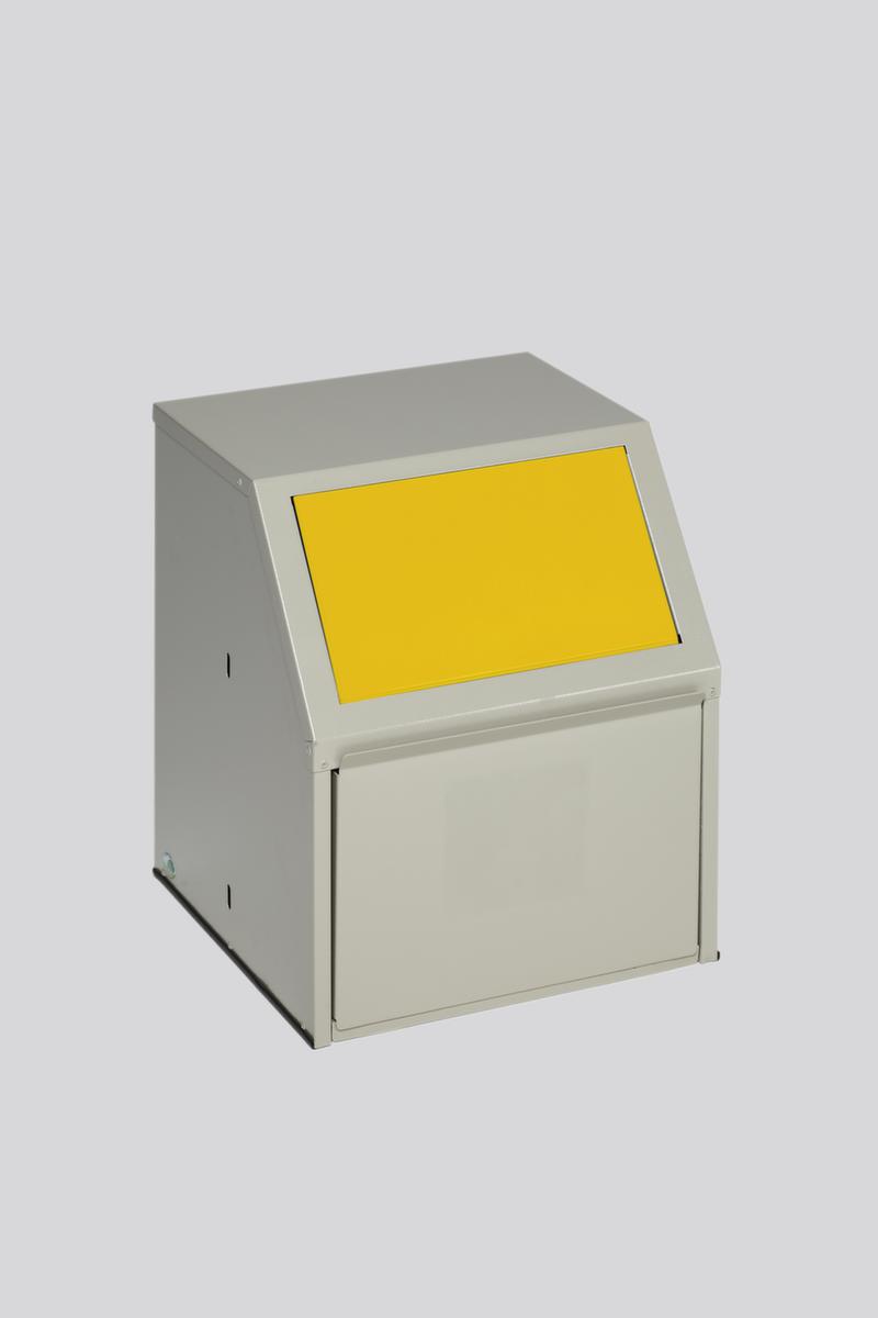 VAR Recycleerbare materiaalcollector met voorflap, 23 l, RAL7032 kiezelgrijs, deksel geel  ZOOM