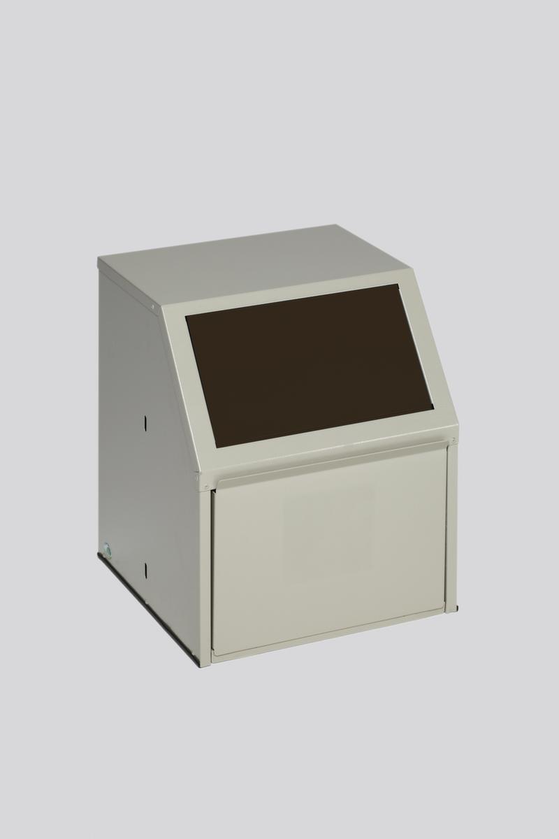 VAR Recycleerbare materiaalcollector met voorflap, 23 l, RAL7032 kiezelgrijs, deksel bruin  ZOOM