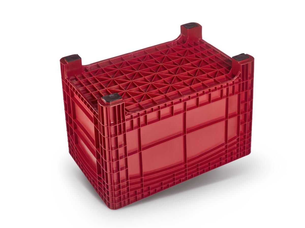 Grote container met versterkte bodem, inhoud 535 l, rood, 4 voeten  ZOOM