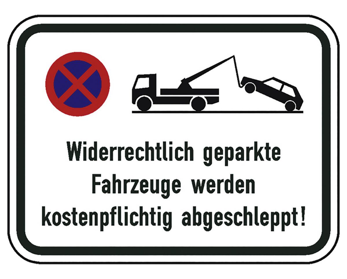 Parkeerbord SafetyMarking® verboden te stoppen/"Illegaal geparkeerde voertuigen..."  ZOOM