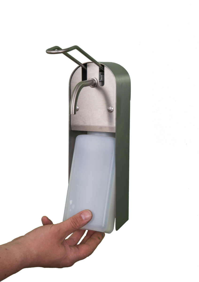 Dispenser voor zeep en ontsmettingsmiddelen, met hefarm  ZOOM
