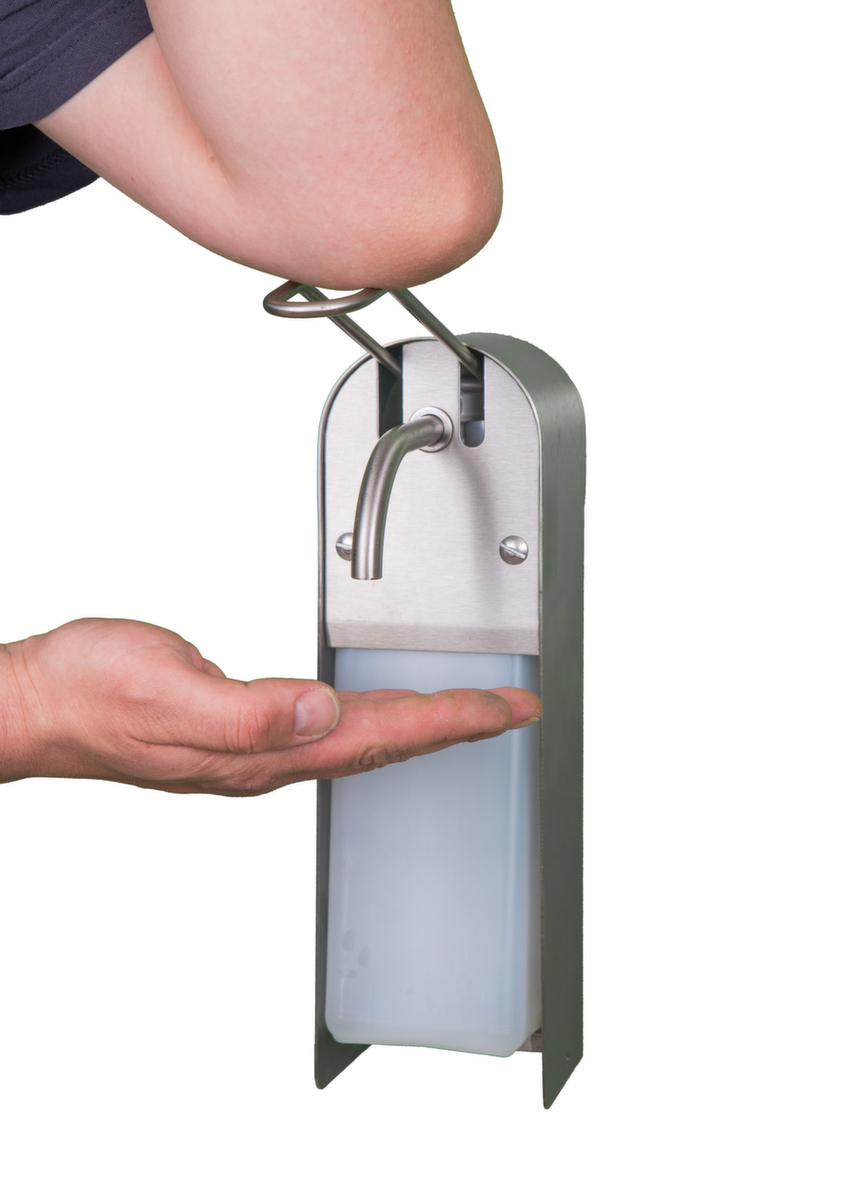 Dispenser voor zeep en ontsmettingsmiddelen, met hefarm  ZOOM