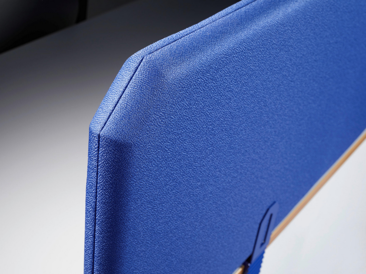 Geluidabsorberende tafelscheidingswand, hoogte x breedte 450 x 800 mm, wand blauw  ZOOM