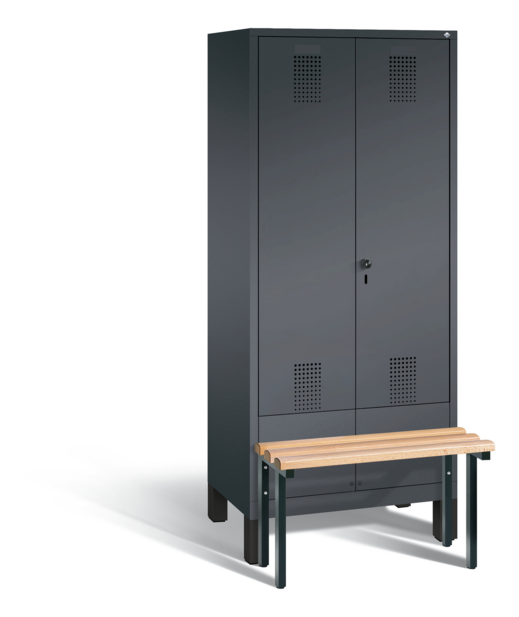 C+P Locker Evolo met voorgebouwde zitbank + 2 vakken, gezamenlijk afsluitbaar, vakbreedte 400 mm