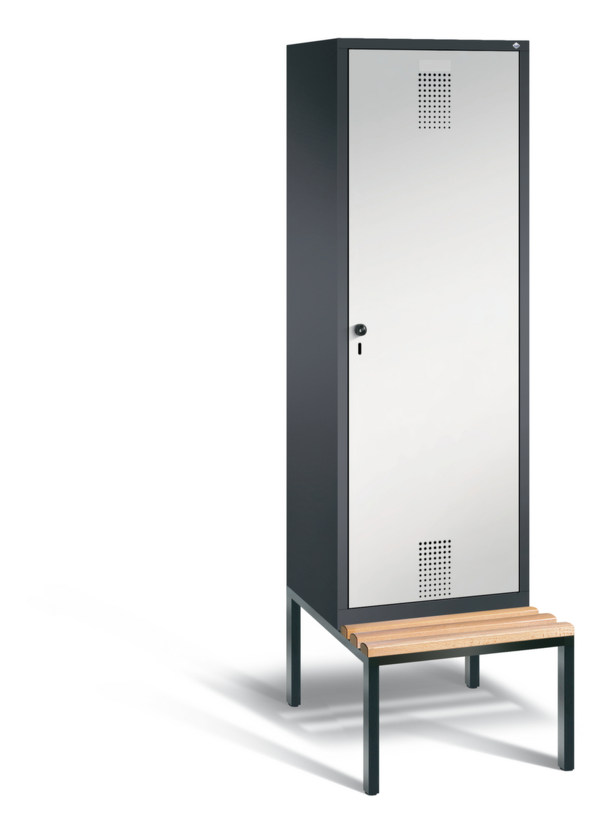 C+P Locker Evolo met ondergebouwde zitbank + 2 vakken met 1 deur, vakbreedte 300 mm  ZOOM