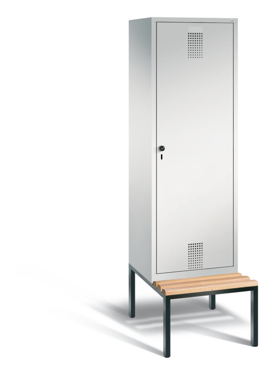 C+P Locker Evolo met ondergebouwde zitbank + 2 vakken met 1 deur, vakbreedte 300 mm