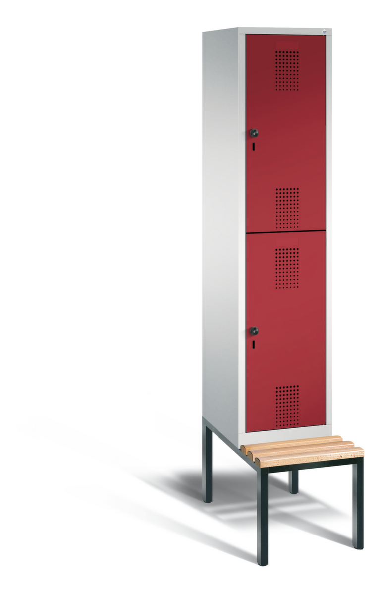C+P Dubbeldekse locker Evolo met ondergebouwde zitbank + 1x2 vakken, vakbreedte 400 mm