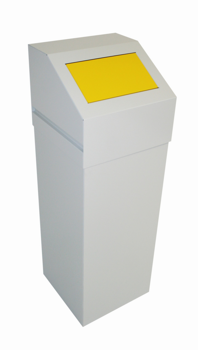 Afvalverzamelaar SAUBERMANN met inworpklep, 65 l, RAL7035 lichtgrijs, deksel geel  ZOOM