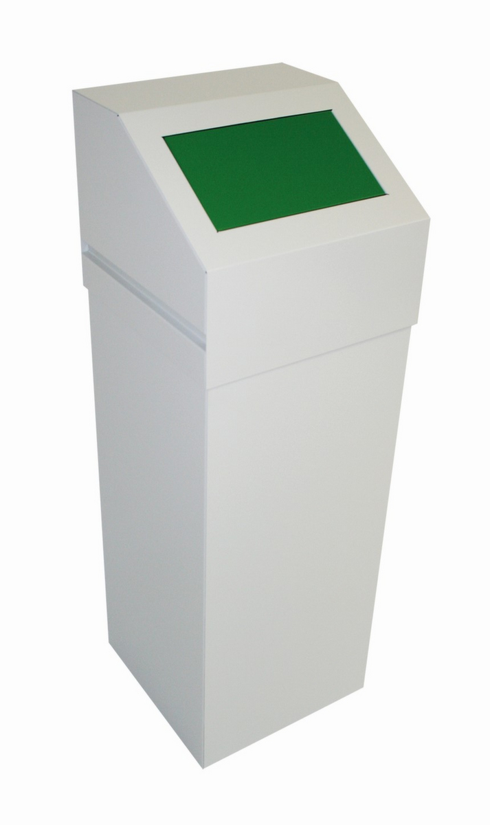 Afvalverzamelaar SAUBERMANN met inworpklep, 65 l, RAL7035 lichtgrijs, deksel groen  ZOOM