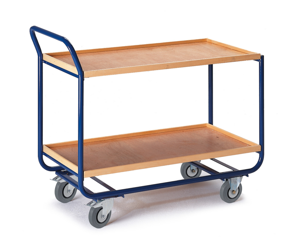 Rollcart Tafelwagen met houten bakken 775x475 mm, draagvermogen 150 kg, 2 etages  ZOOM