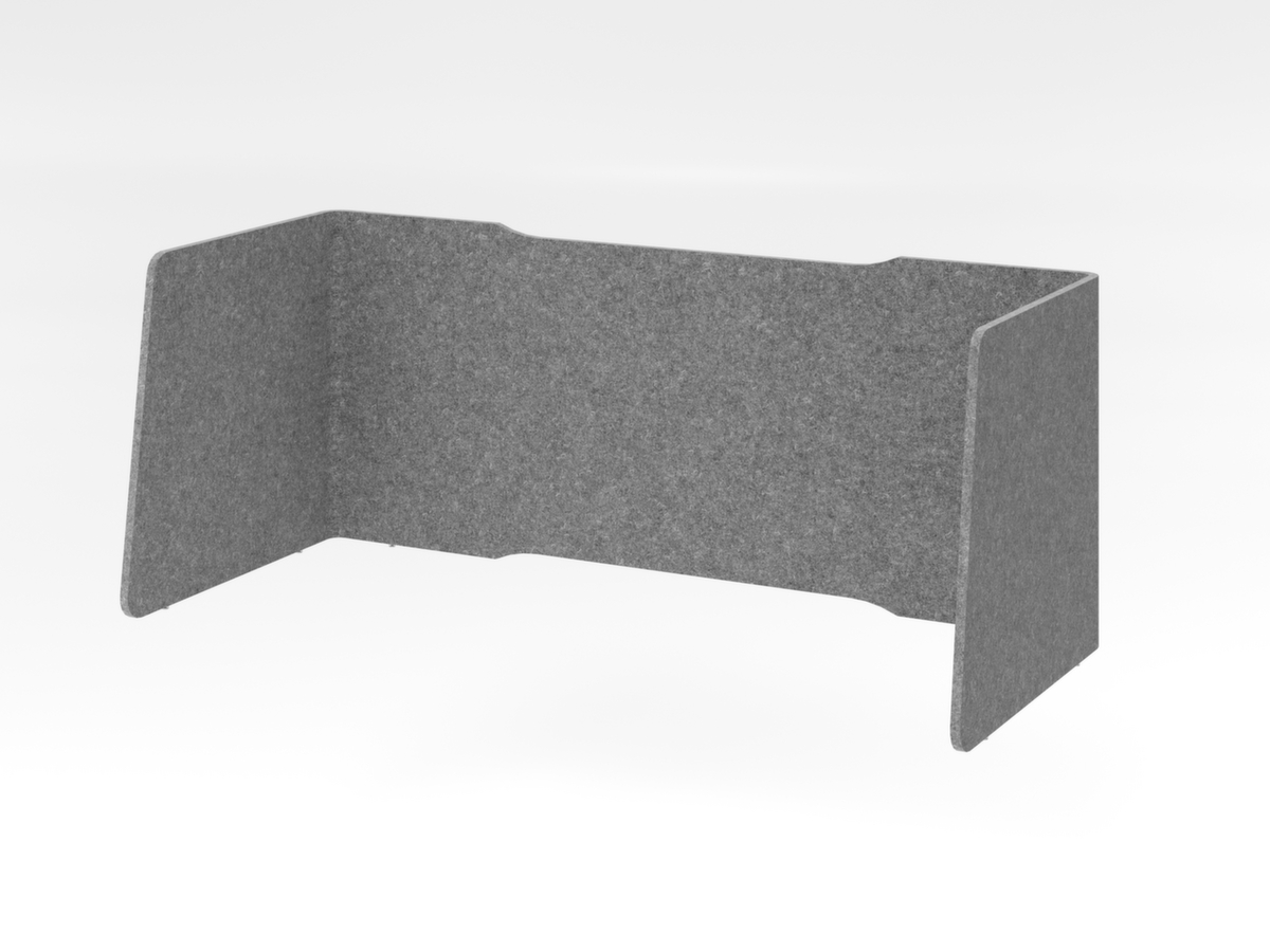 Geluidabsorberende tafelscheidingswand, hoogte x breedte 600 x 1540 mm, wand grijs gemêleerd  ZOOM