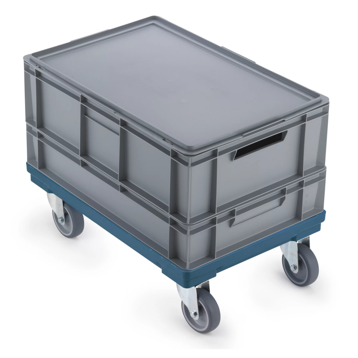 Raja Transportrol voor Euonorm containers met open hoek frame, draagvermogen 300 kg, polypropyleen banden  ZOOM