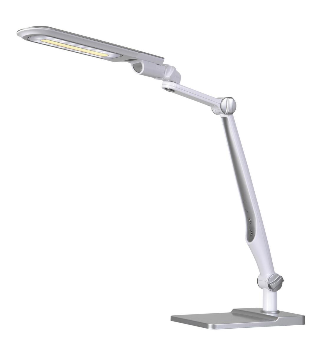 Hansa flexibele LED-tafellamp Multiflex met voet of klem, licht daglicht- tot warmwit, wit/zilver