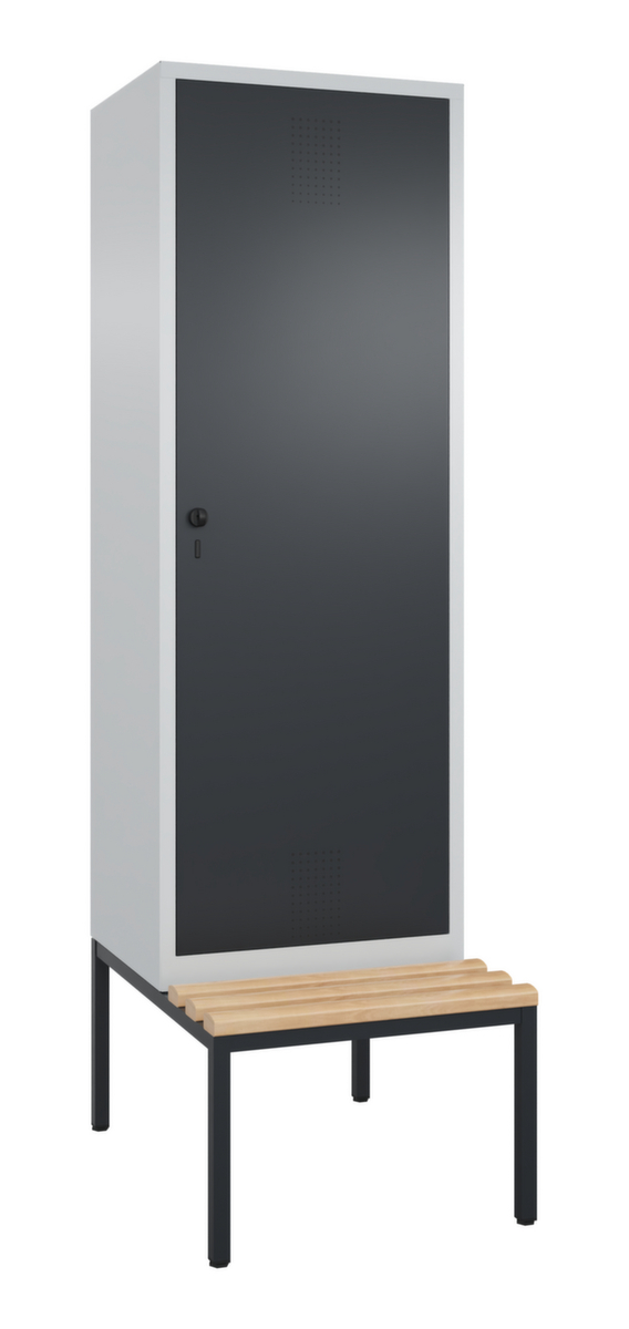 C+P Locker Evolo met ondergebouwde zitbank + 2 vakken met 1 deur, vakbreedte 300 mm  ZOOM