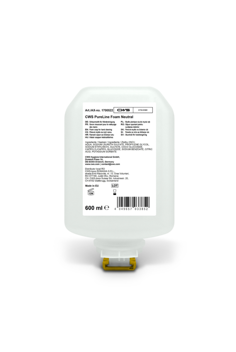 CWS Schuimzeep PureLine Foam Neutral, 0,6 l, Vochtinbrengend en dermatologisch getest  ZOOM