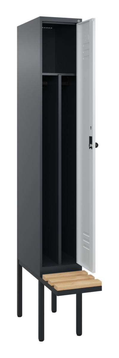 C+P Locker met zitbank Classic Plus voor scheiding van kleding, vakbreedte 300 mm  ZOOM