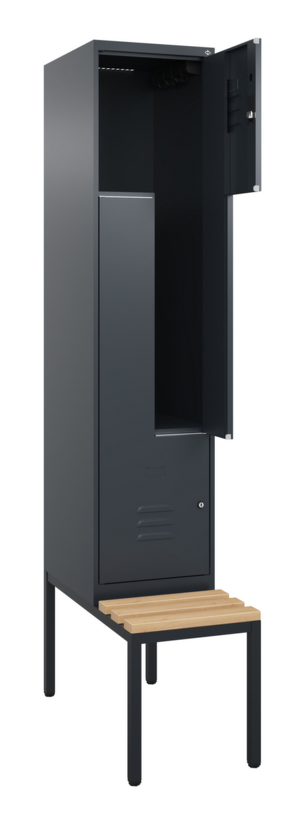 C+P Z-locker Classic Plus met ondergebouwde bank, vakbreedte 400 mm  ZOOM