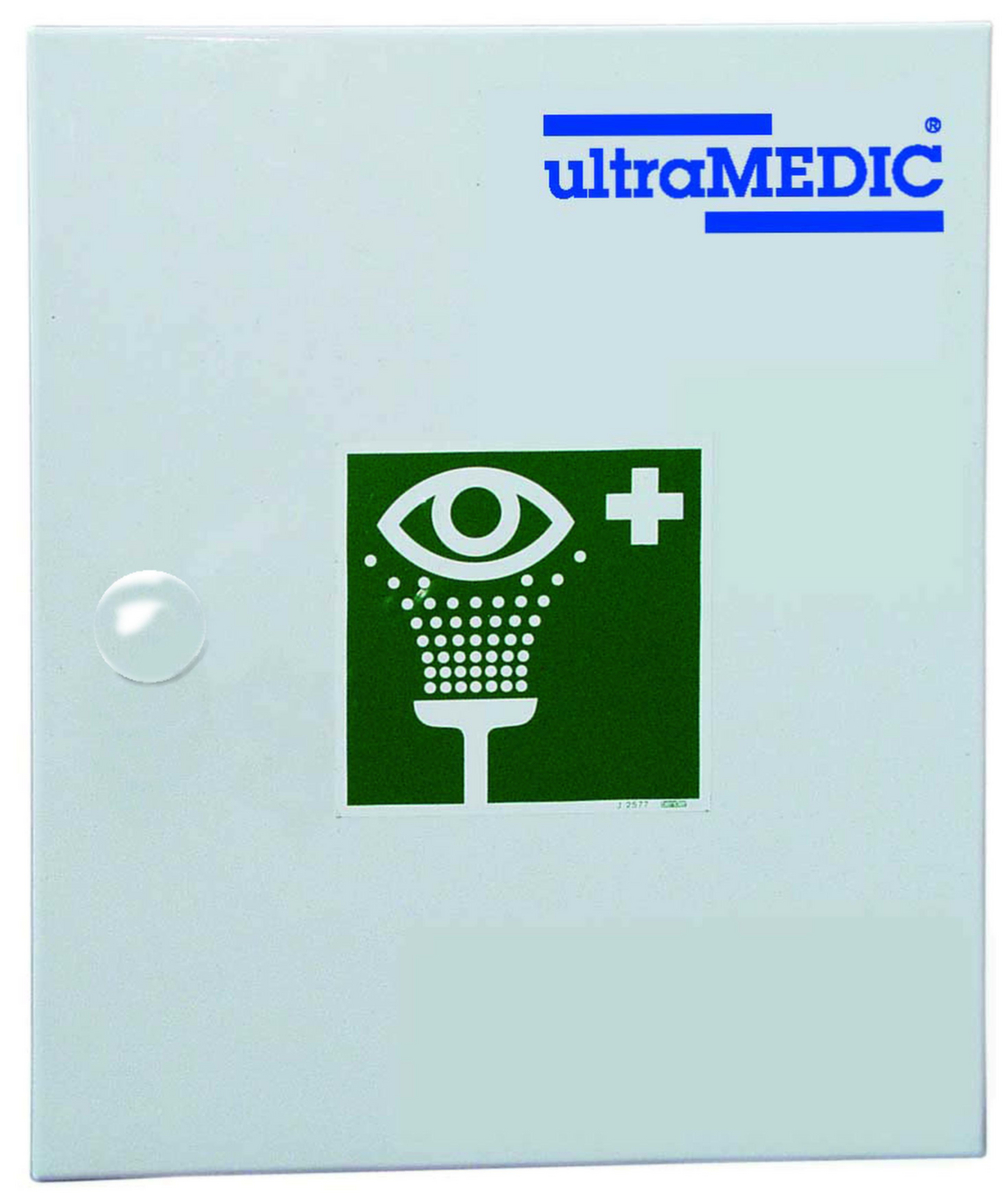 ultraMEDIC Oogbescherming wandkast ultraAQUA-SAFE, oogspoelflessen, oogklep, kompressen, wegwerphandschoenen, vliesdoeken  ZOOM