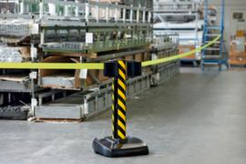 Paal-afzetlintsysteem Store Trac Doubleverrijdbaarmet 2 banden in geel/zwartvan aluminium