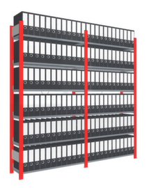 Inhaakstelling voor dossiers, 6 vloer, staander RAL3000 vuurrood