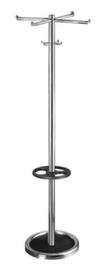 Staande kapstok Romamet 4 hoed- en jashakenH x Ø 1700 x 500 mmvan verchroomd staal