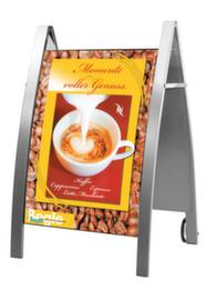 Stoepbord Bostonvoor buitenvoor DIN A1frame zilverkleurigmet 2 wielen