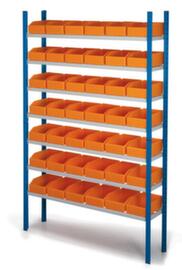 Magazijnstelling met zichtbakken voor vette onderdelen