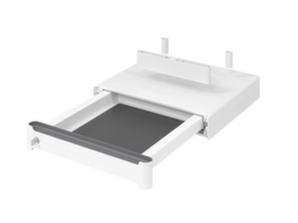 Laden-onderbouwvan wit/grijs kunststofvoor elektr. in hgte verstelb. bureau