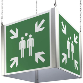 kubus met vluchtroutepictogrammen