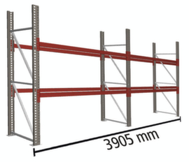 META Palletstelling MULTIPAL voor 12 pallets, 3905 mm breed, 3 opslagniveaus