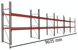 META Palletstelling MULTIPAL voor 30 pallets, 9635 mm breed, 3 opslagniveaus