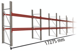 META Palletstelling MULTIPAL voor 54 pallets, 17275 mm breed, 3 opslagniveaus