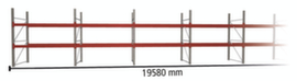 META Palletstelling MULTIPAL voor 63 pallets, 19580 mm breed, 3 opslagniveaus